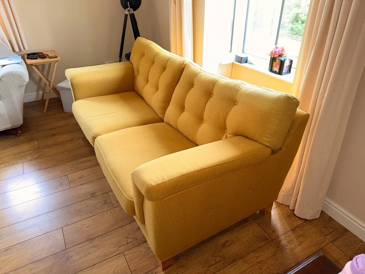 Beautiful Mustard Yellow 3-Seater Sofa / Couch - Image 3