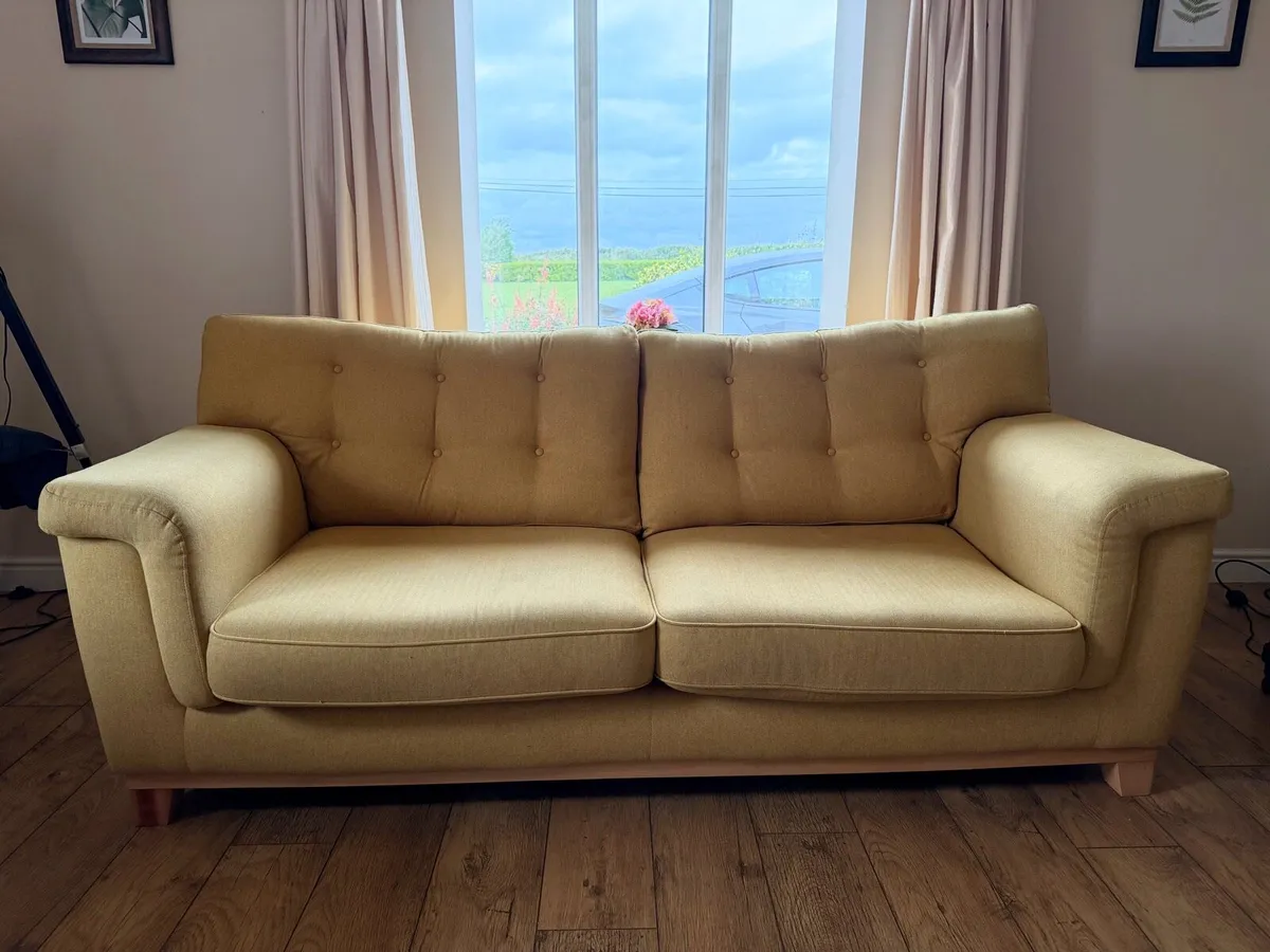 Beautiful Mustard Yellow 3-Seater Sofa / Couch - Image 2