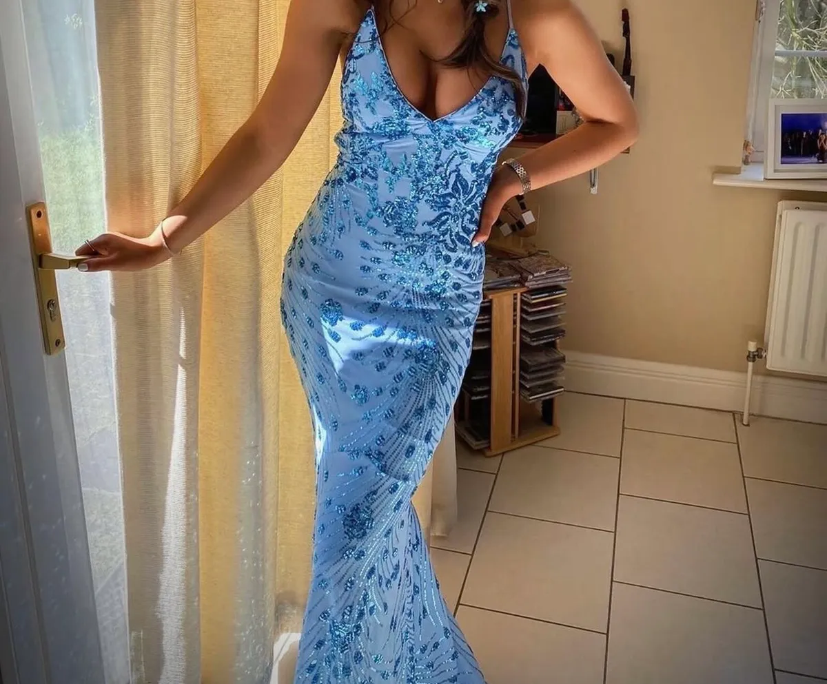 Blue sparkly debs dress - Image 2