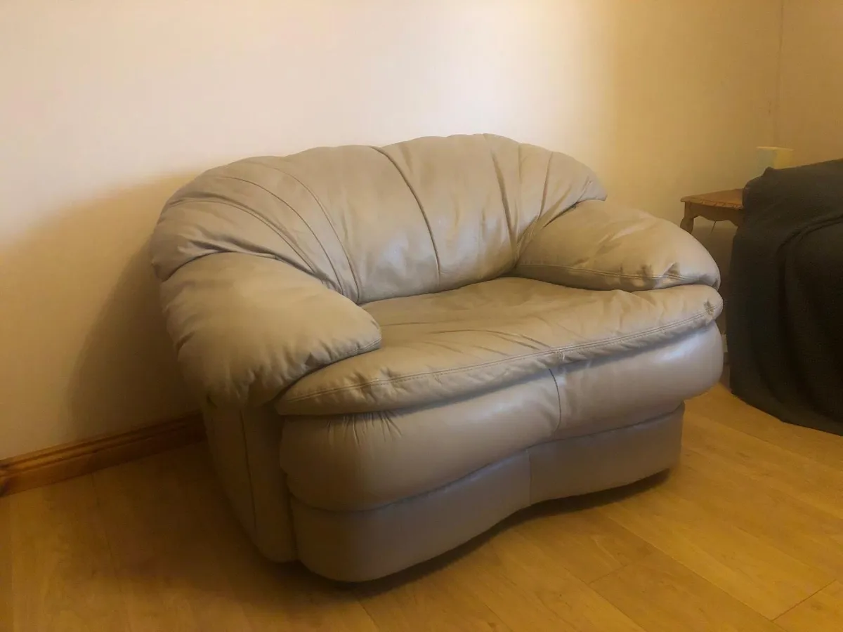 2 seater and single leather couches - Image 2
