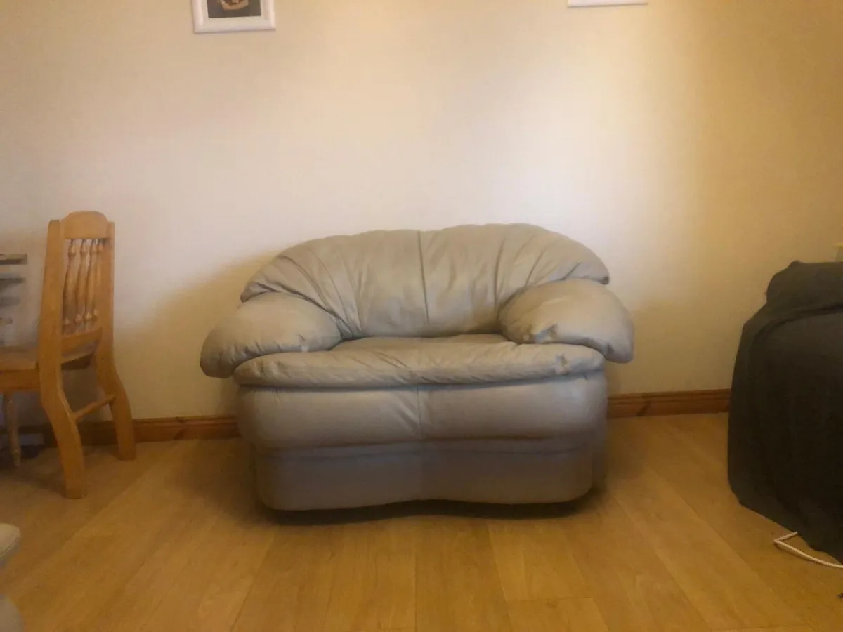 2 seater and single leather couches - Image 3