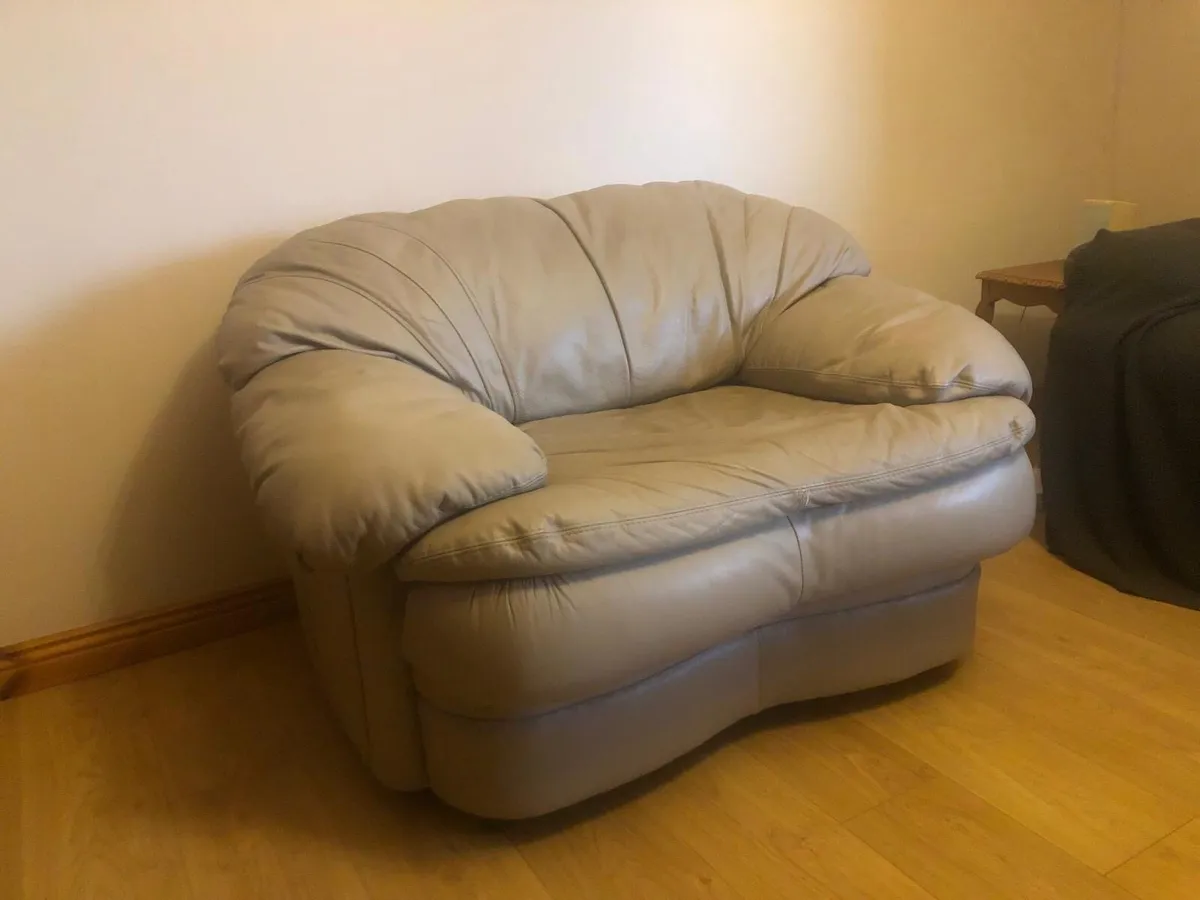 2 seater and single leather couches - Image 4