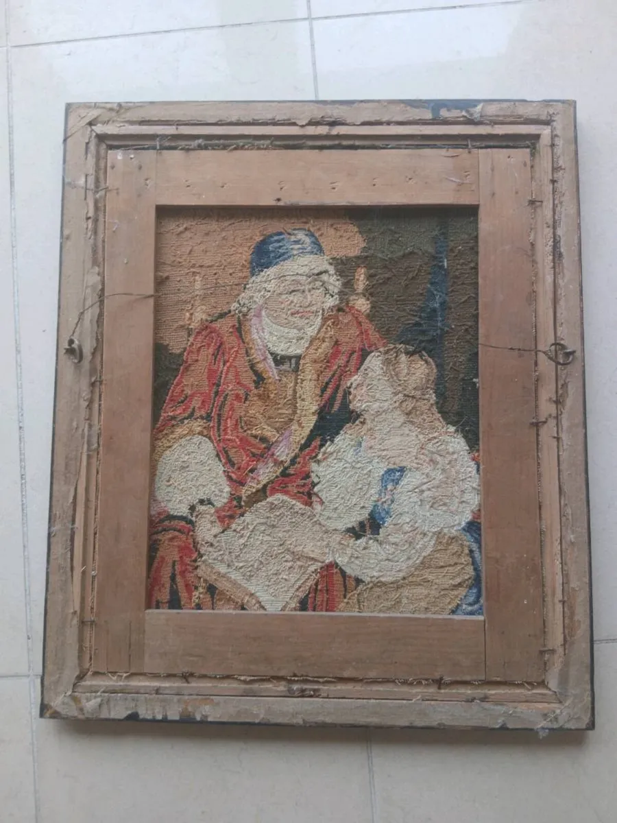 Antique needlepoint framed tapstery - Image 4