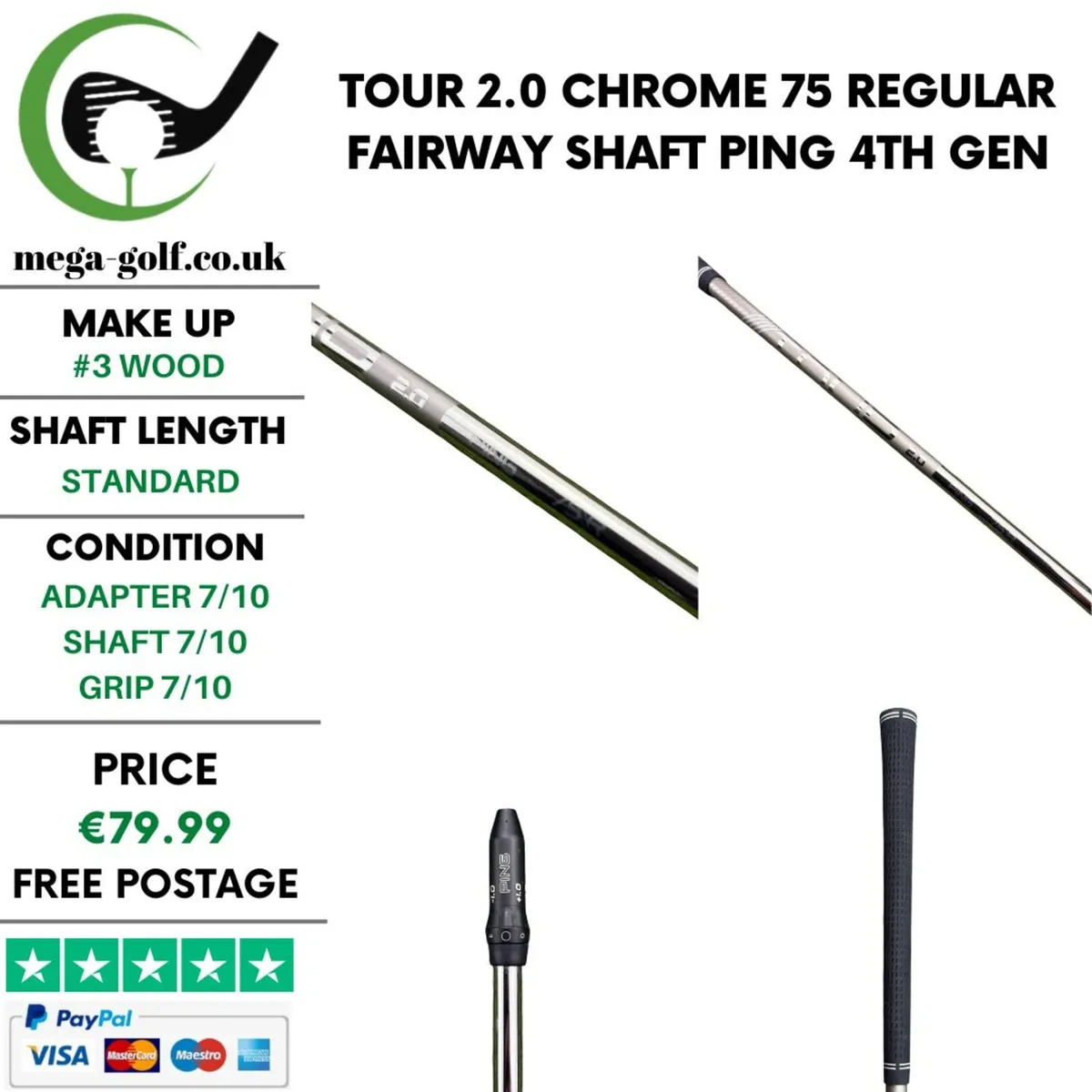 Tour 2.0 Chrome 75 Regular #3 Wood Shaft / Ping - Image 1