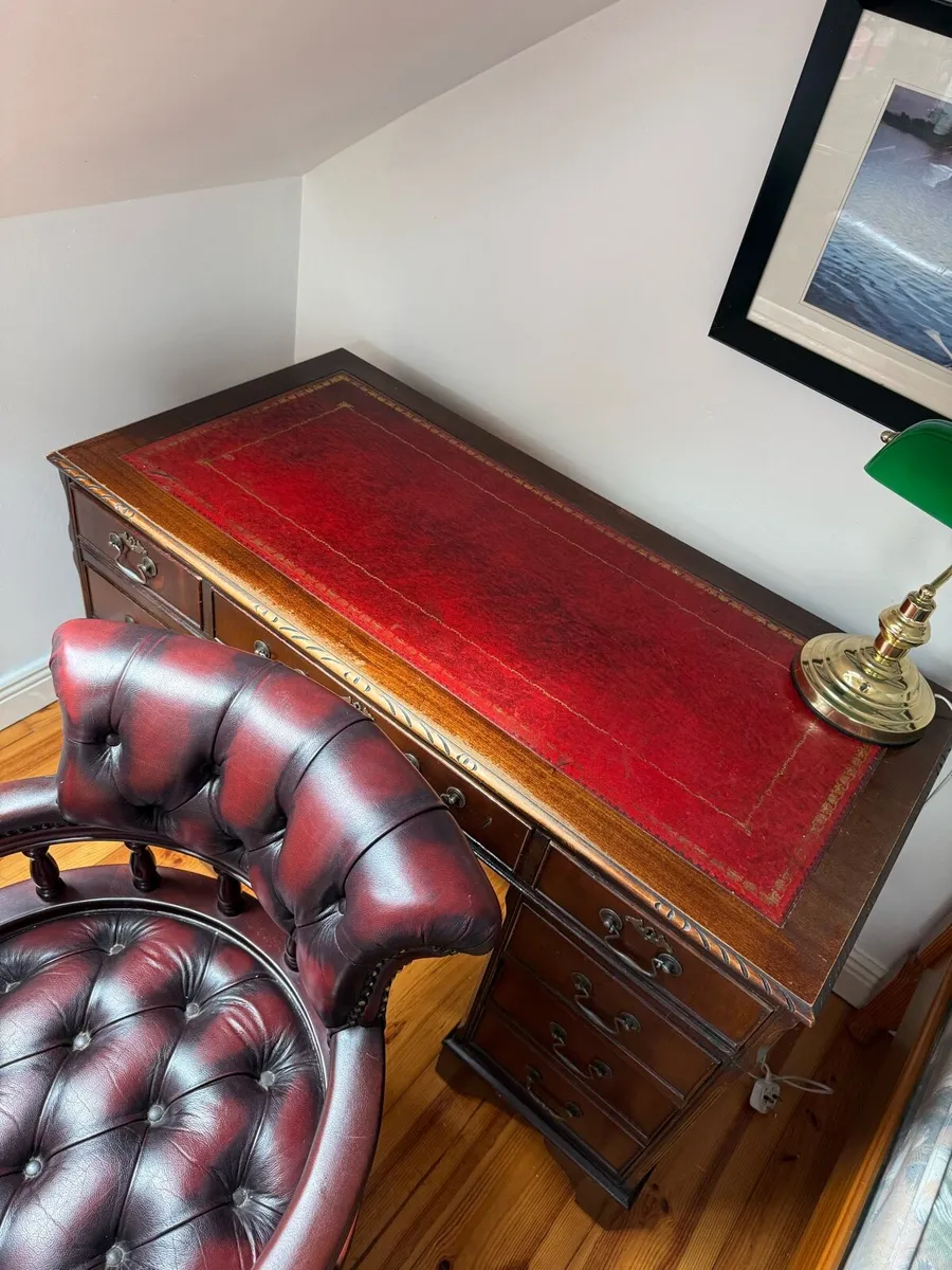Mahogany Partners desk + Chesterfield Captain - Image 3