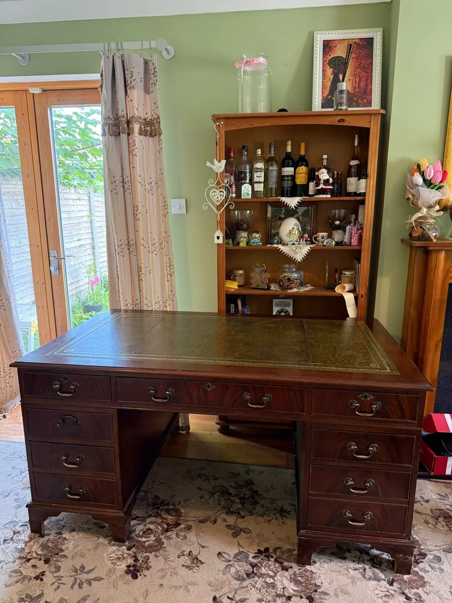 Large Vintage Mahogany Partners Writing Desk - Image 1