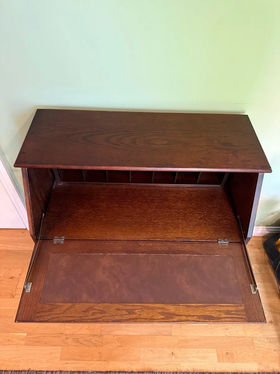 Solid Oak Carved Bureau Excellent Condition - Image 4