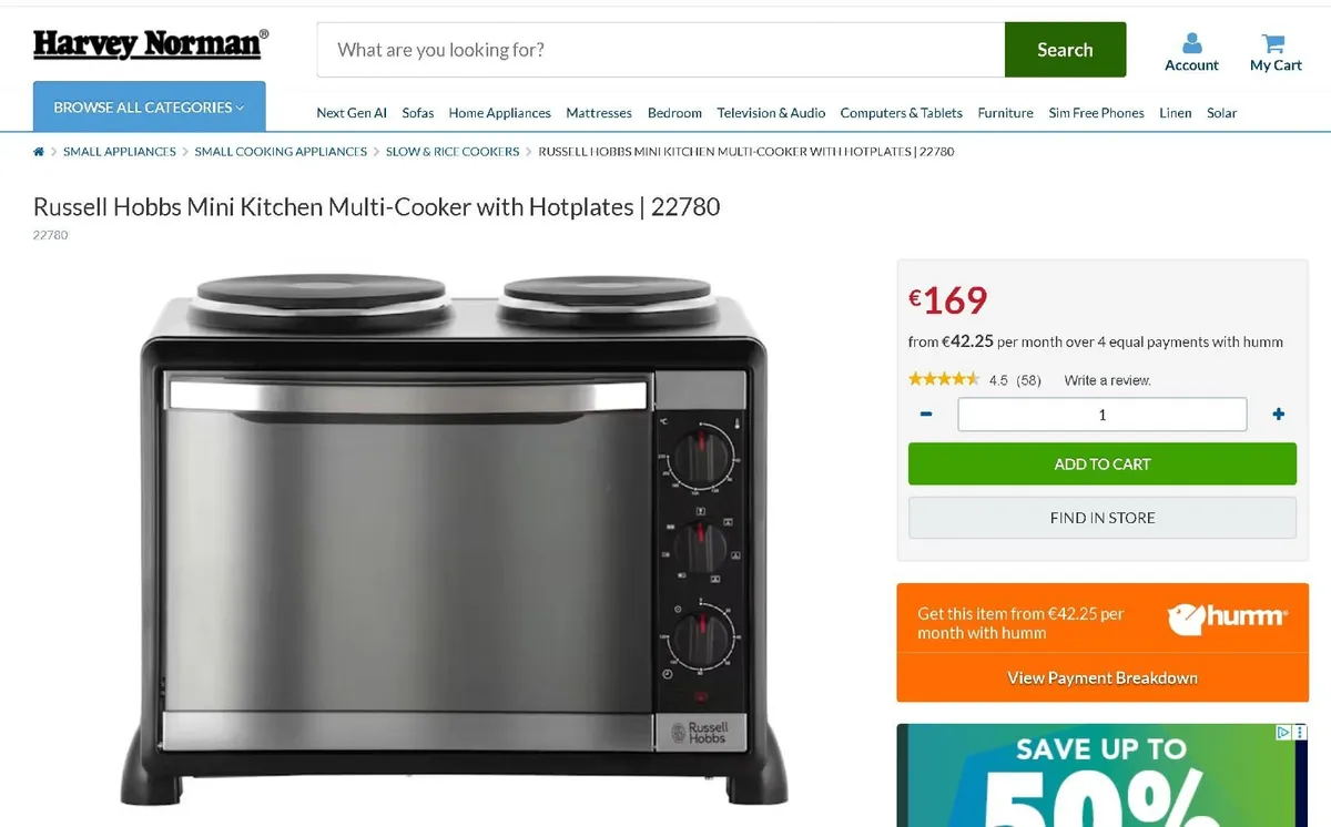 Russell Hobbs Mini Oven with Hotplates - Image 2