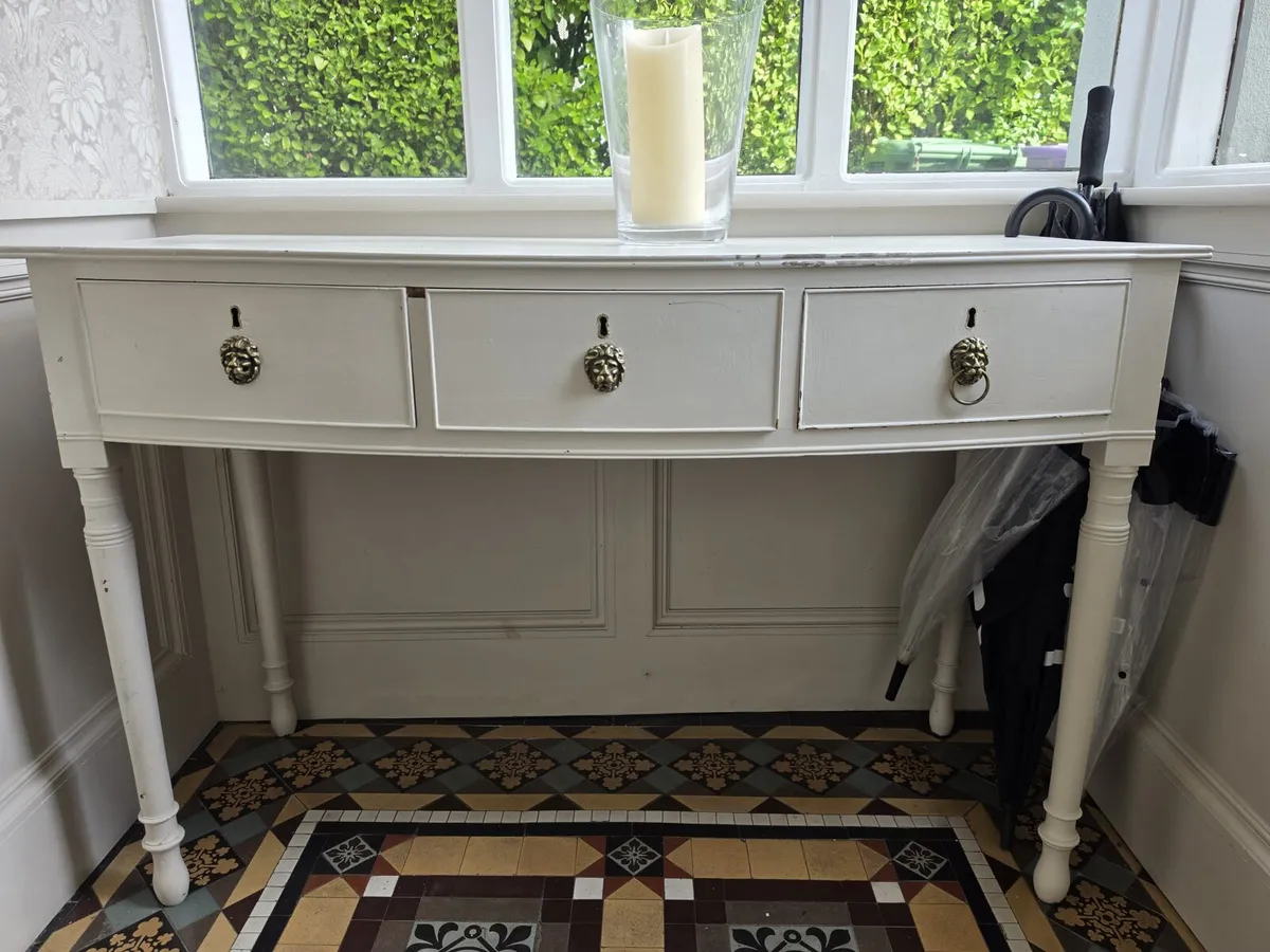 Antique wood, painted side table, 3 drawer. - Image 2