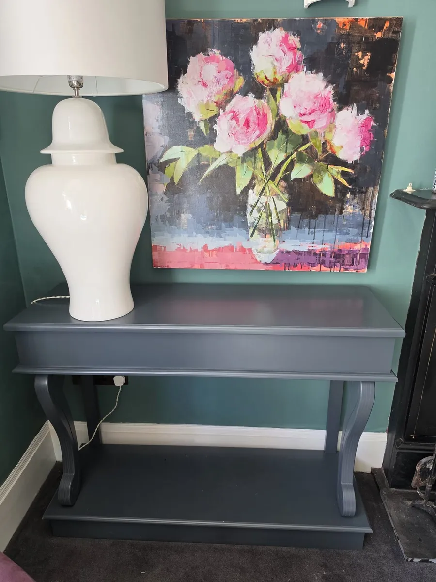 2 Console Tables painted in Farrow & Ball 'railing - Image 1