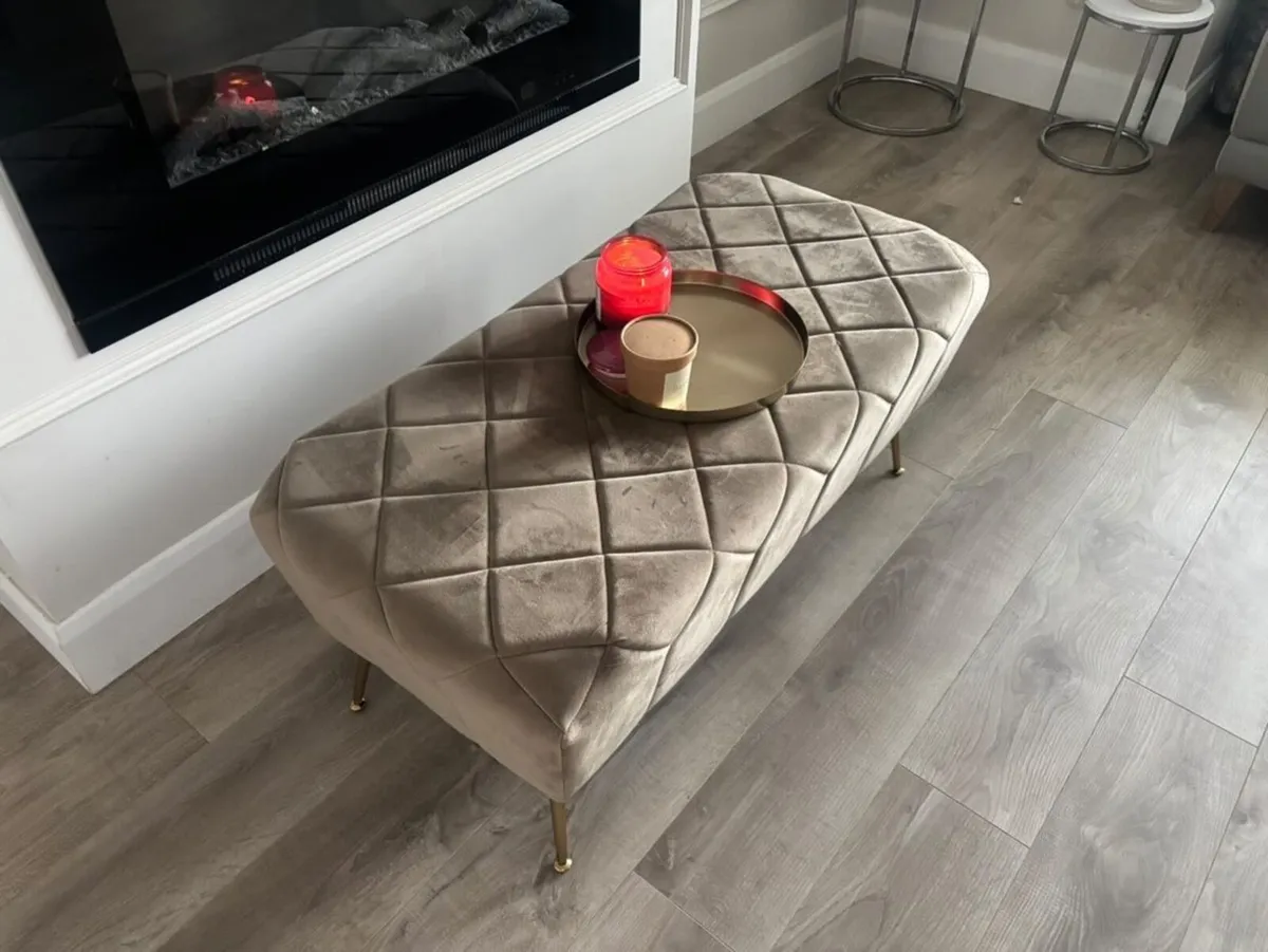 Matching Modern Grey 2-Seater Sofa Set with Pouf - Image 4