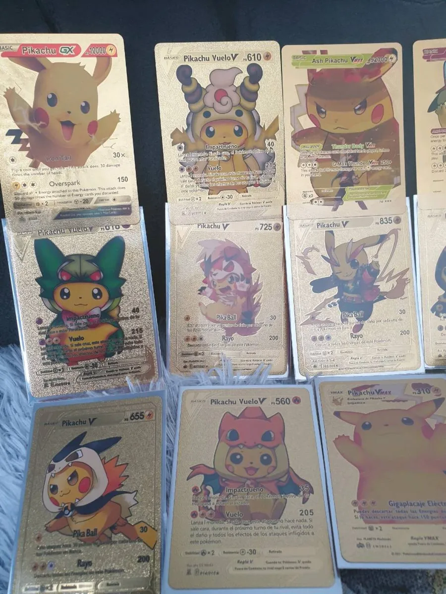 JOB LOT OF GOLD FOIL POKEMON PIKACHU 22 CARDS - Image 1
