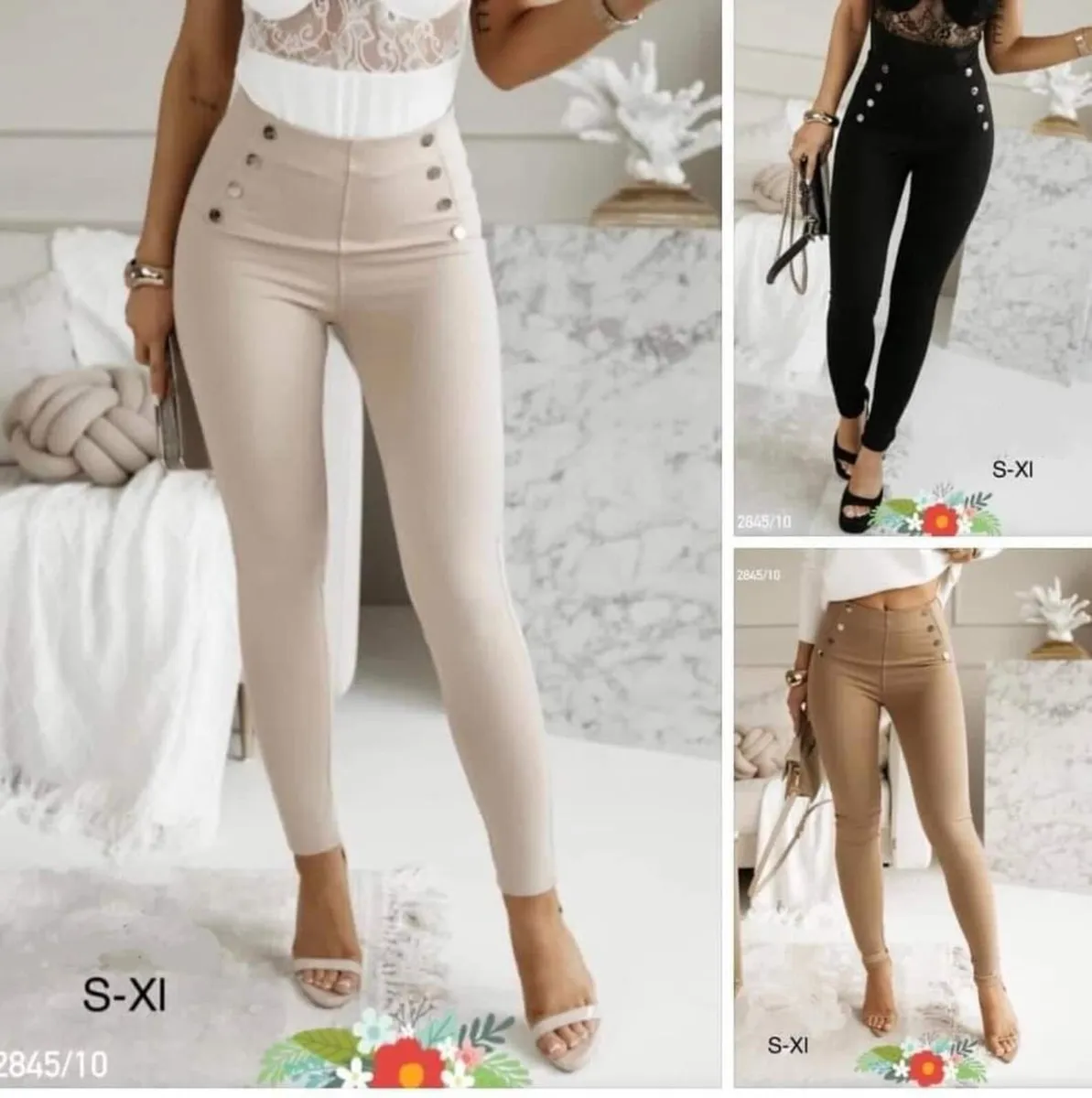 High Waist PU Leggings buttons - Image 4