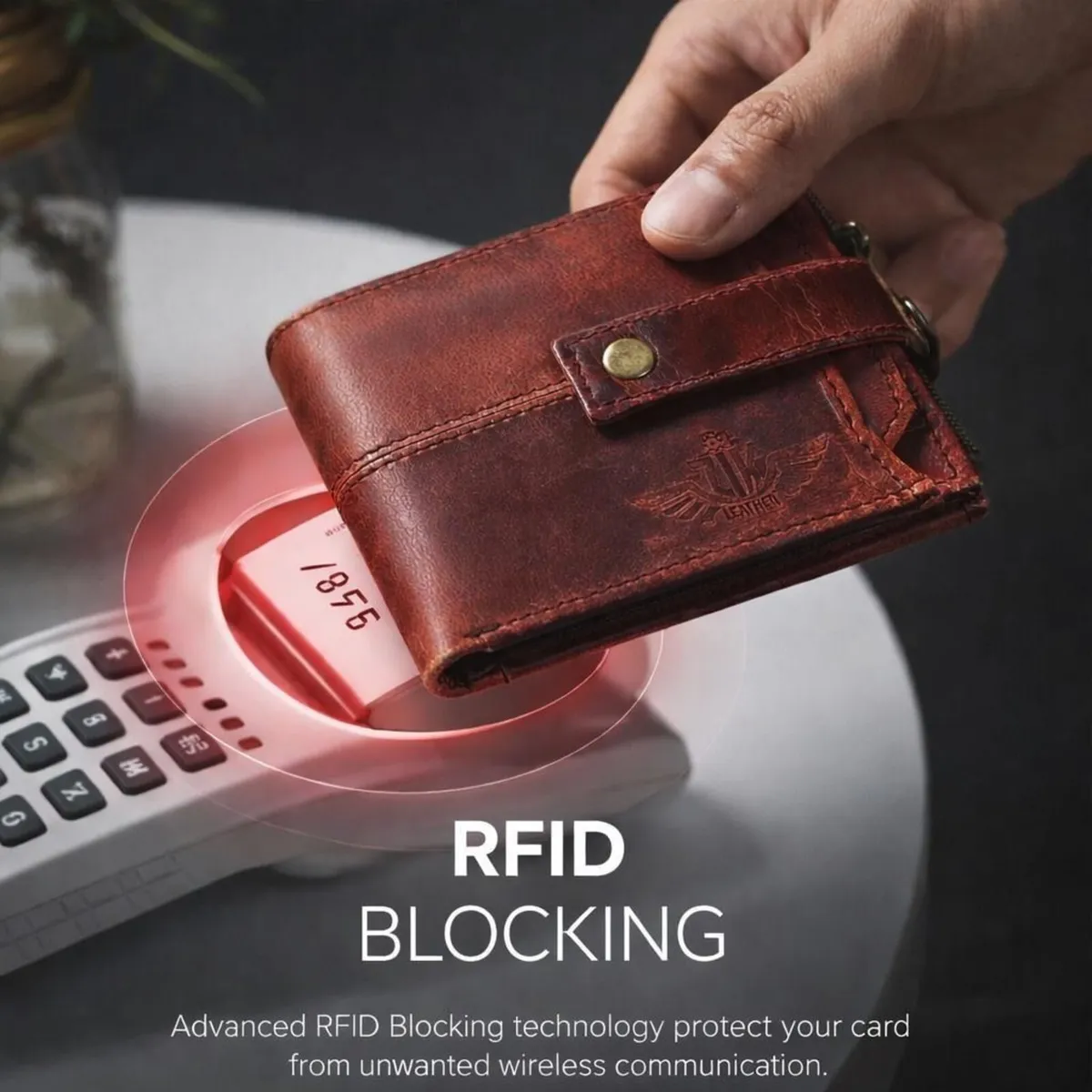 Genuine Leather RFID Wallet Pocket Card Holder - Image 2