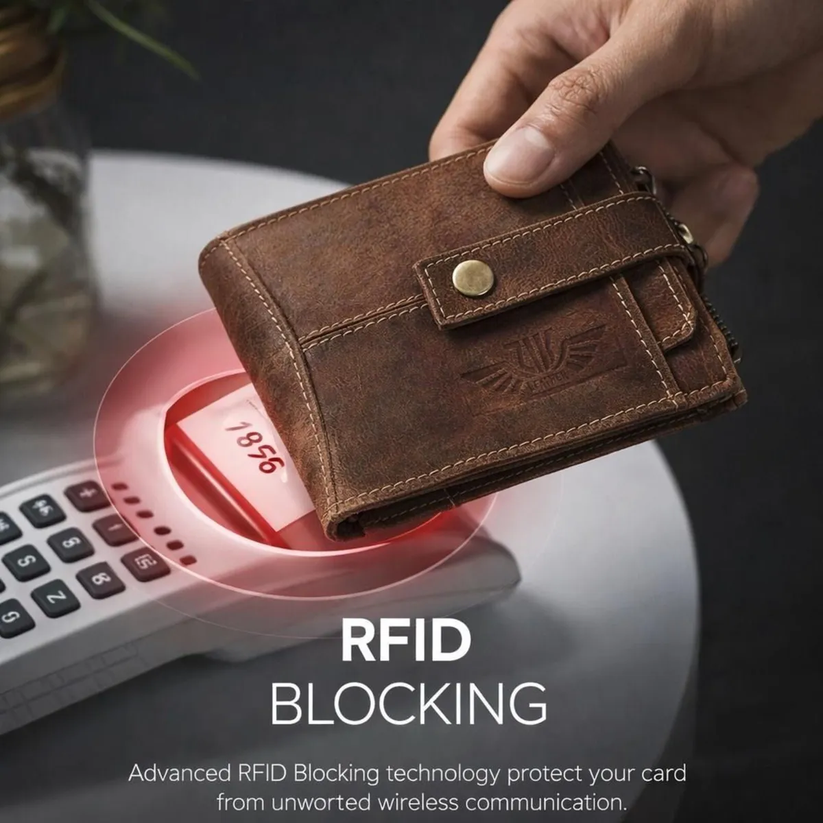 Genuine Leather RFID Wallet Pocket Card Holder - Image 4