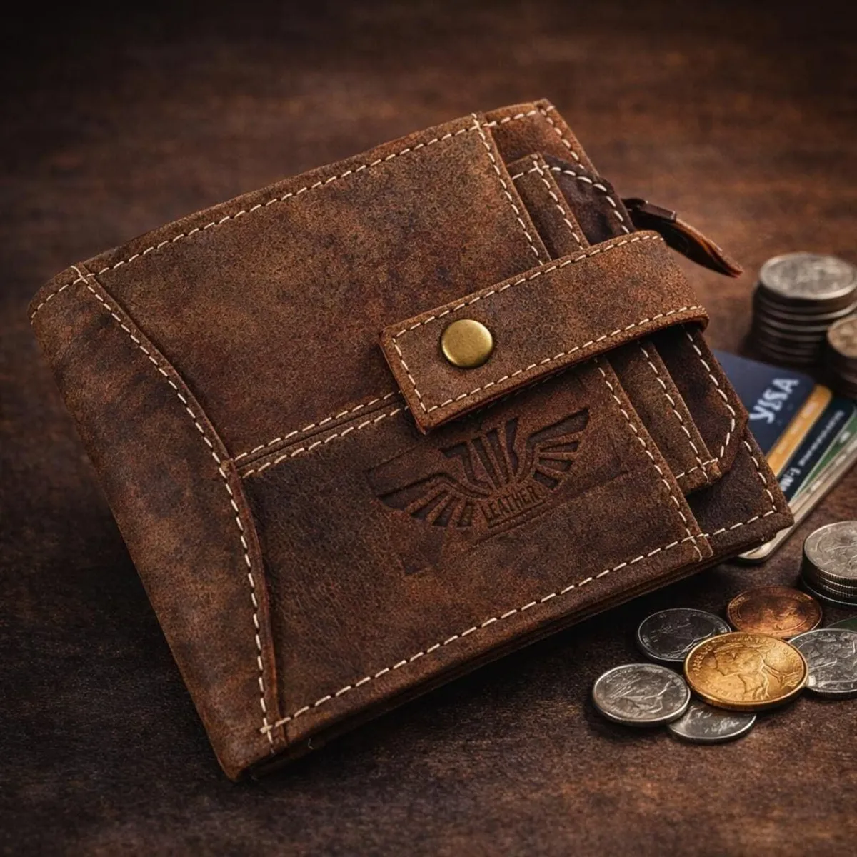 Genuine Leather RFID Wallet Pocket Card Holder - Image 1
