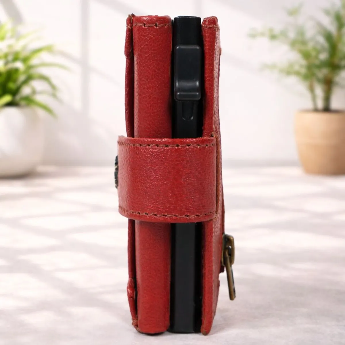 Genuine Leather Pop-Up RFID Card Holder Wallet - Image 2