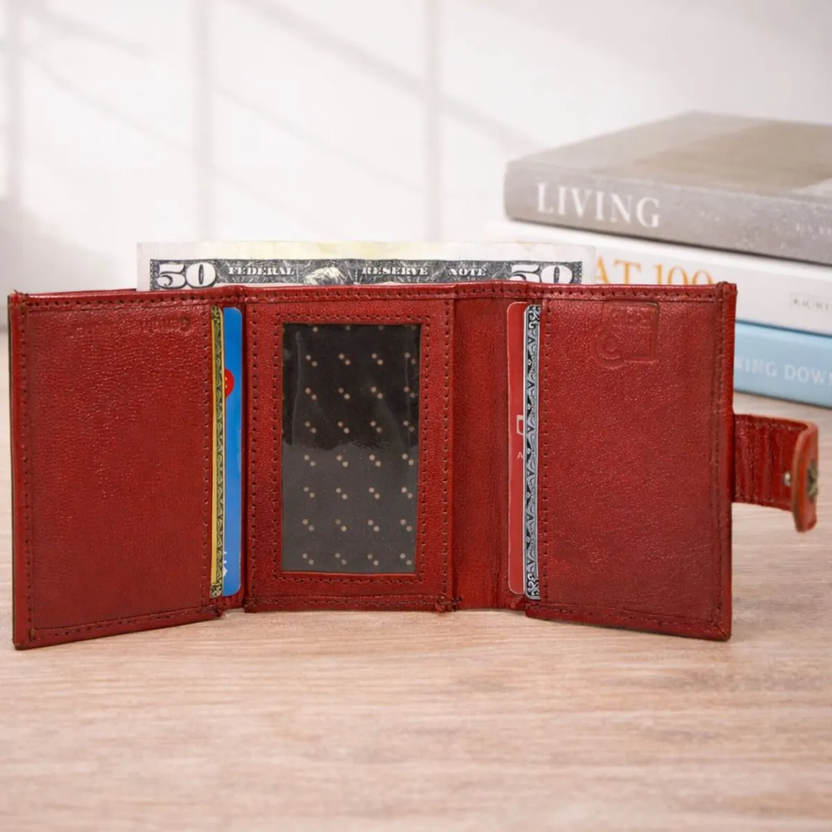 Genuine Leather Pop-Up RFID Card Holder Wallet - Image 3