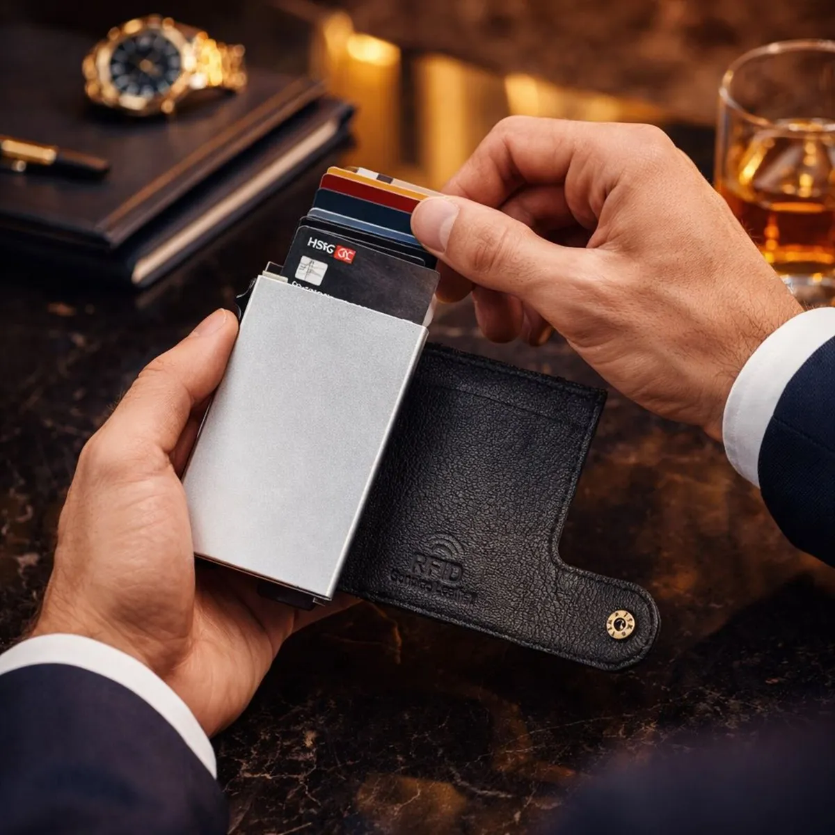 Genuine Leather RFID Wallet Pocket Card Holder - Image 3