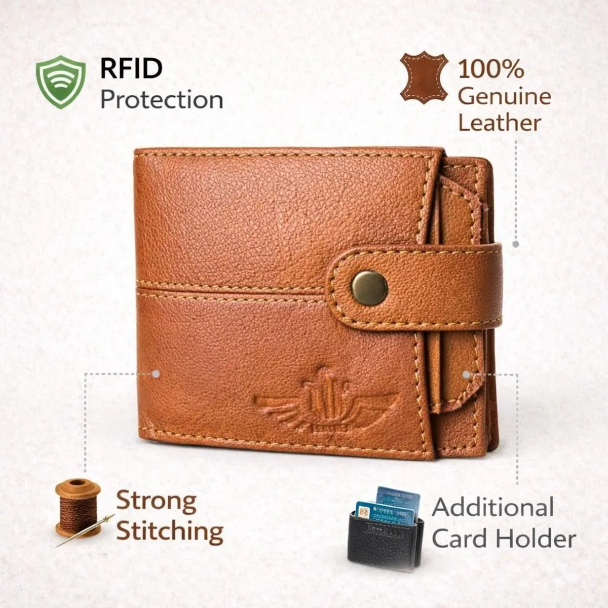 Genuine Leather RFID Wallet Pocket Card Holder - Image 3