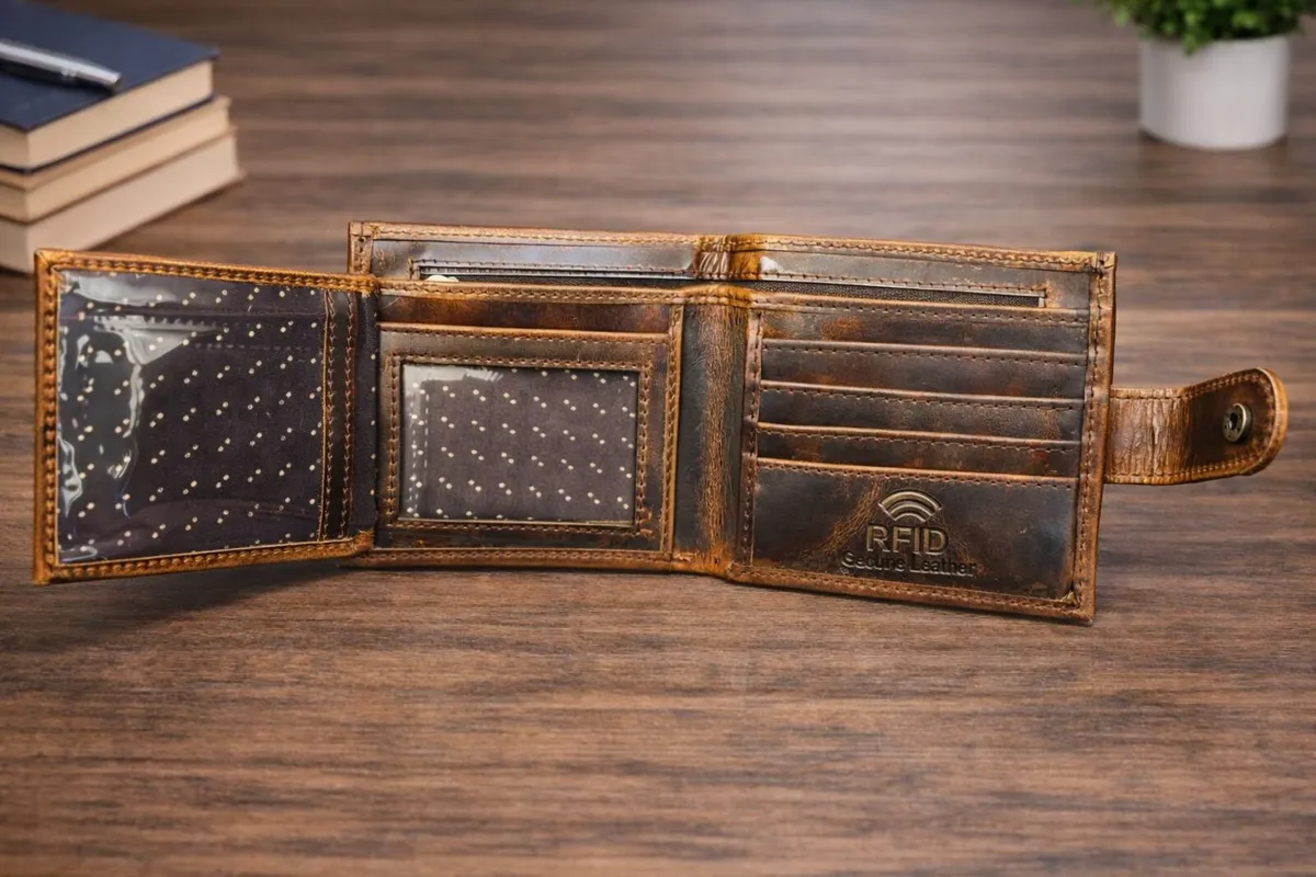 Genuine Leather RFID Wallet Pocket Card Holder - Image 4