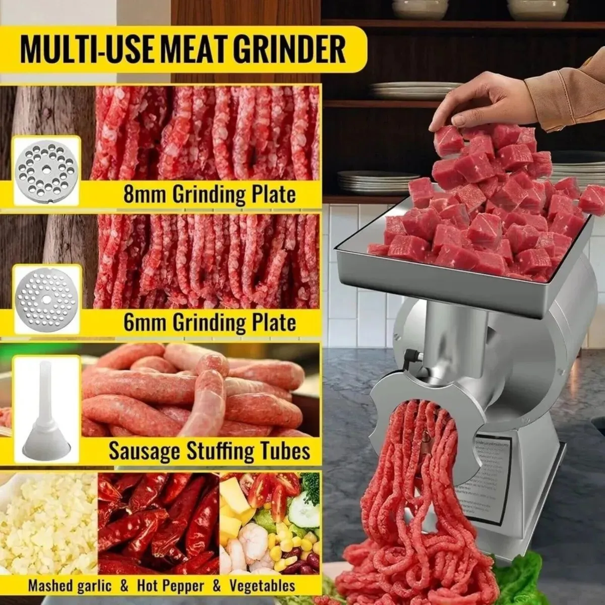 Commercial Meat Grinder 850W Electric Food Chopper - Image 2
