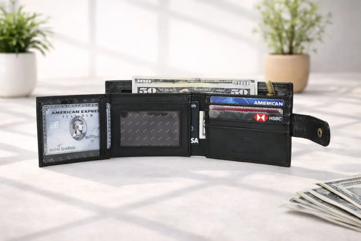 Genuine Leather RFID Wallet Slim Trifold Handmade - Image 2