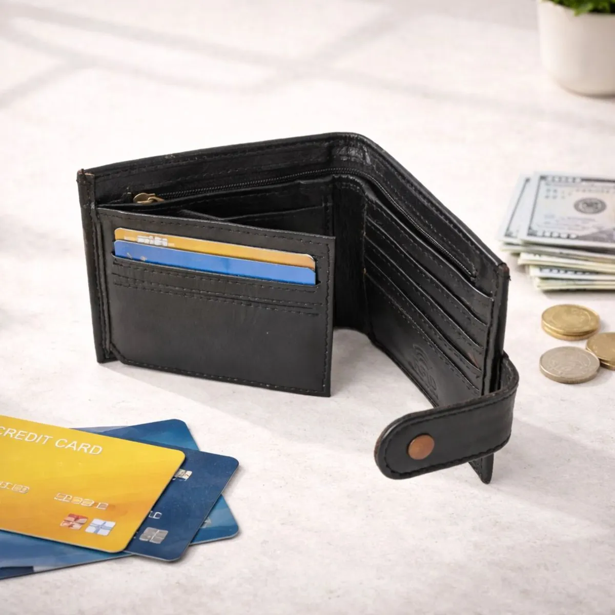 Genuine Leather RFID Wallet Slim Trifold Handmade - Image 3