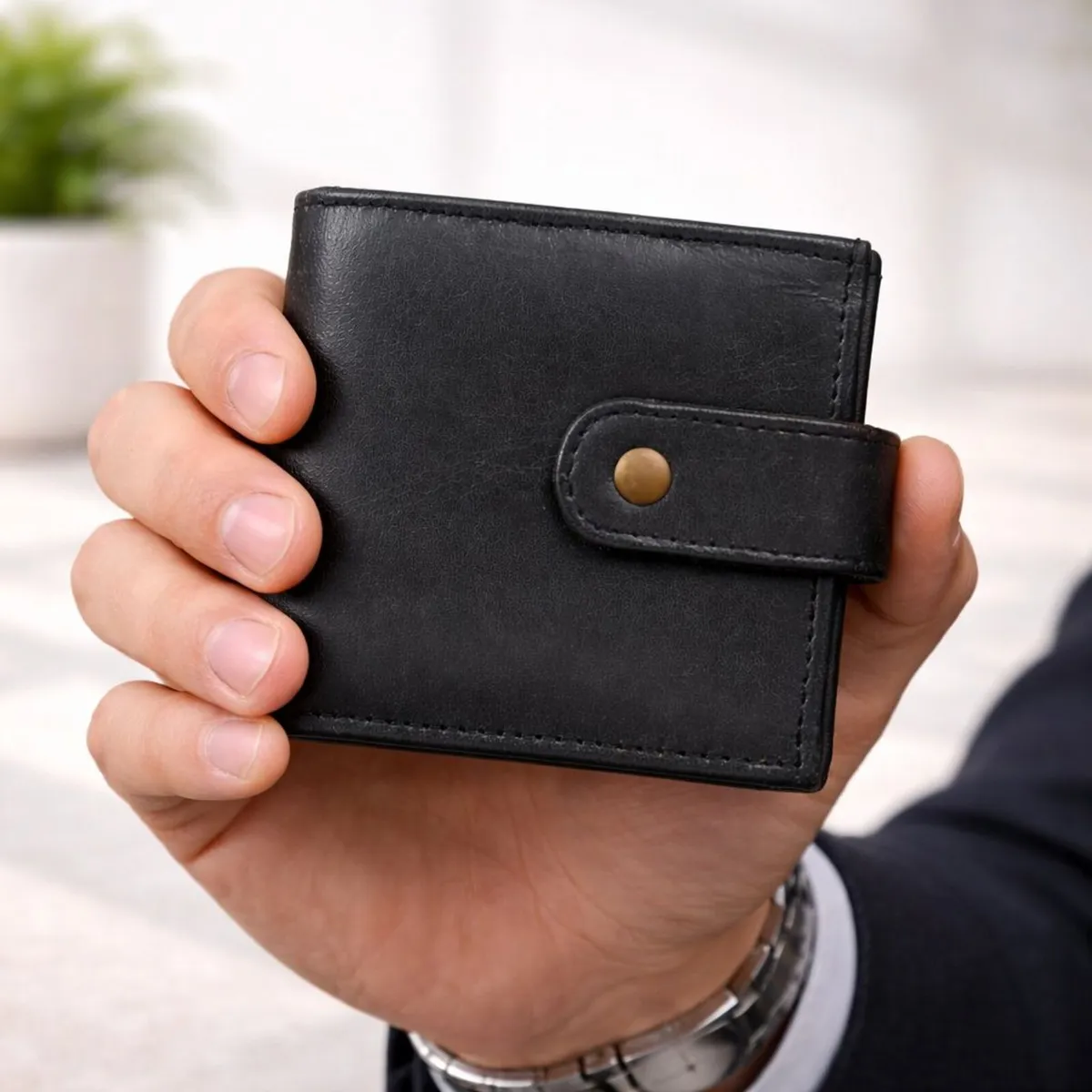 Genuine Leather RFID Wallet Slim Trifold Handmade - Image 4