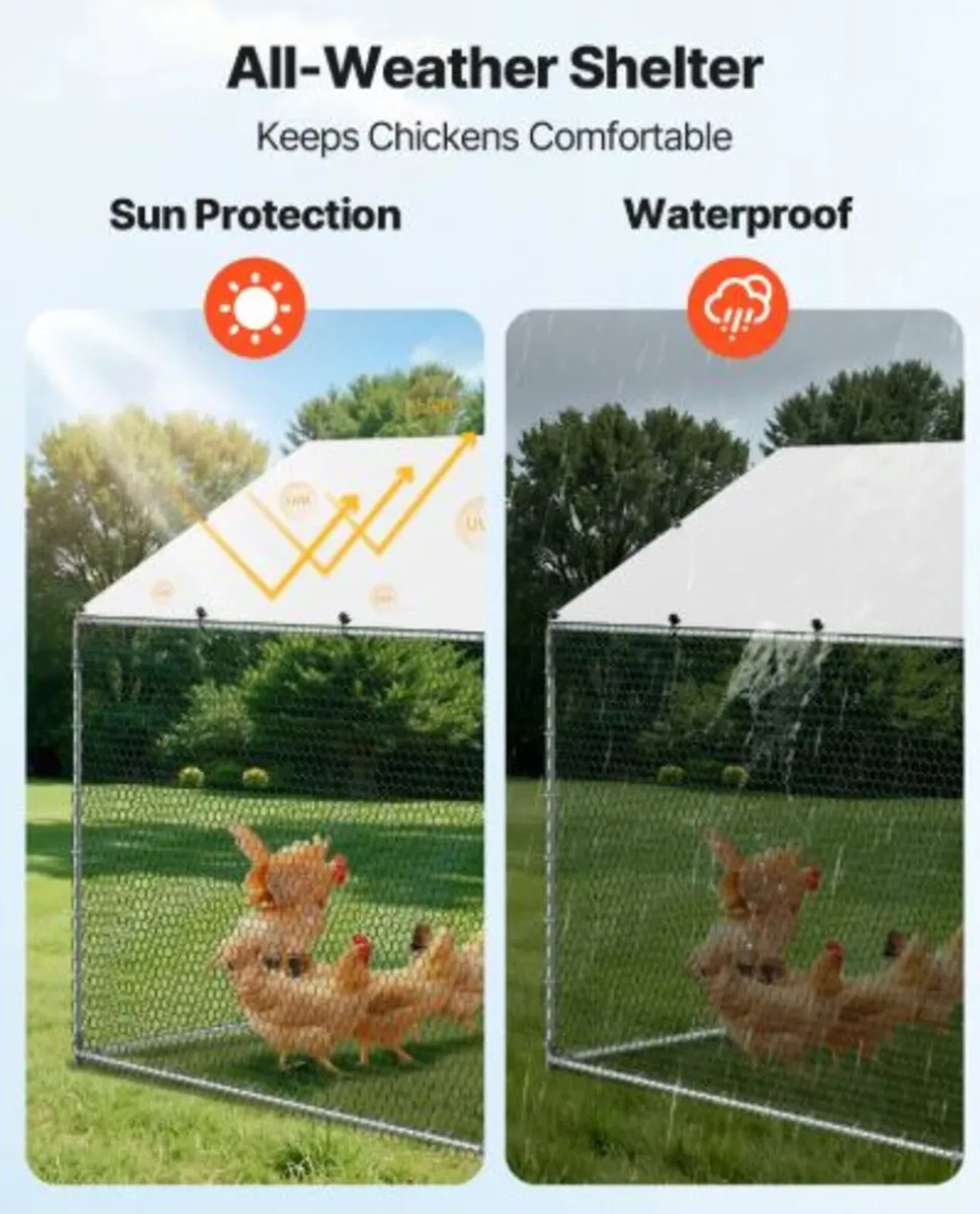 Large Metal Chicken Coop, 3 x 8 x 2 m, Walk-in - Image 4