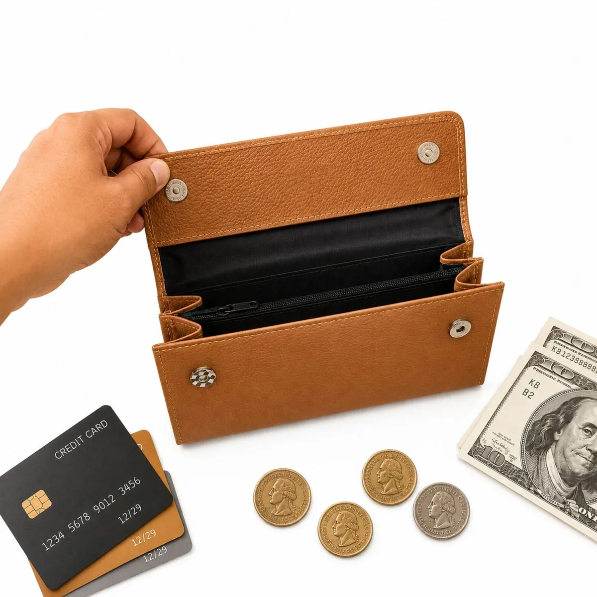 Leather Wallet for Women, Long Wallet, Card Holder - Image 4