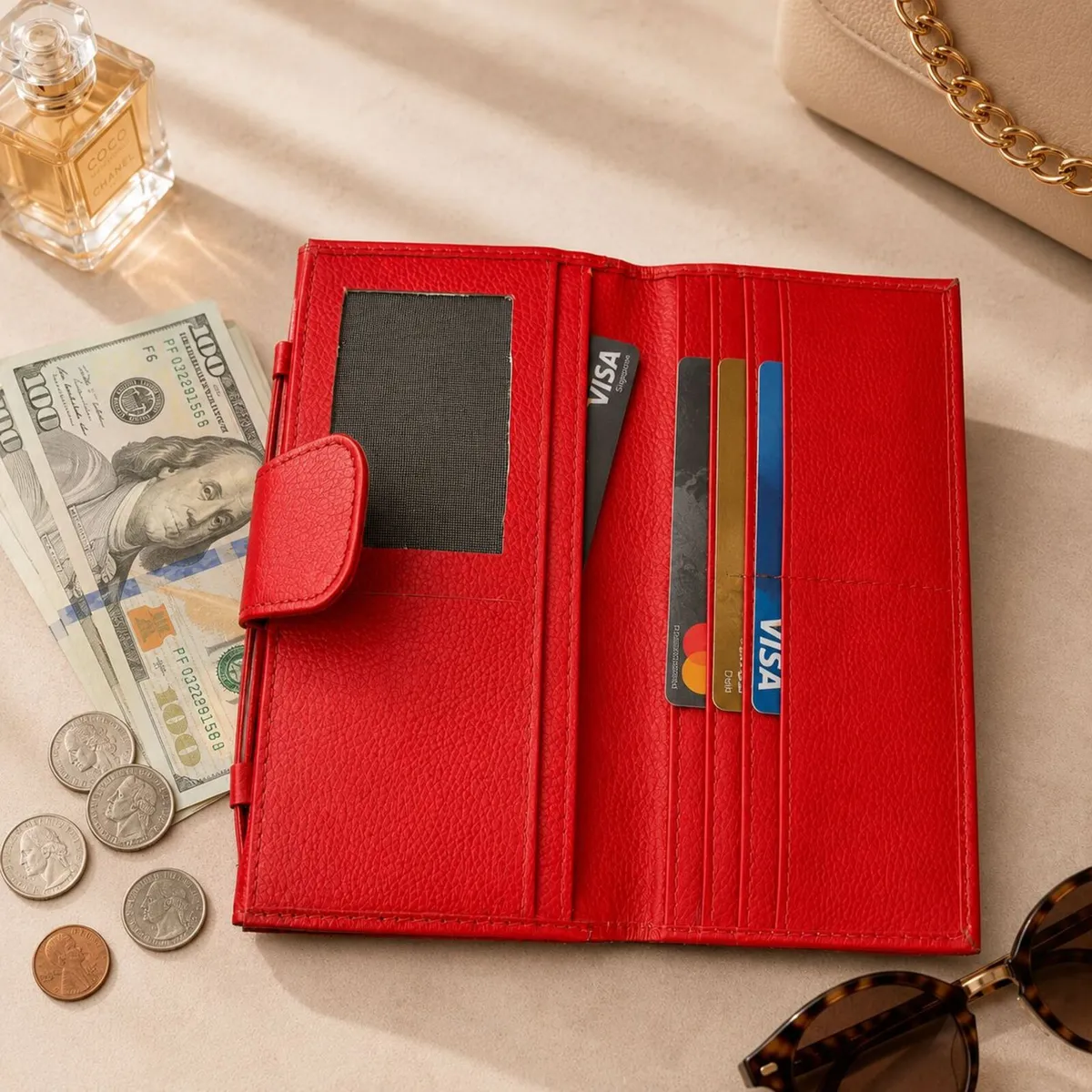 Leather Wallet for Women, Long Wallet, Card Holder - Image 3