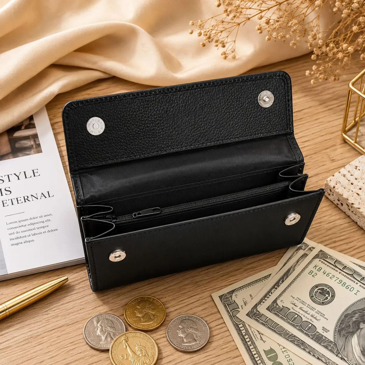 Leather Wallet for Women, Long Wallet, Card Holder - Image 2