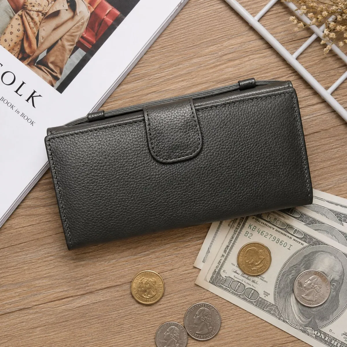 Leather Wallet for Women, Long Wallet, Card Holder - Image 3
