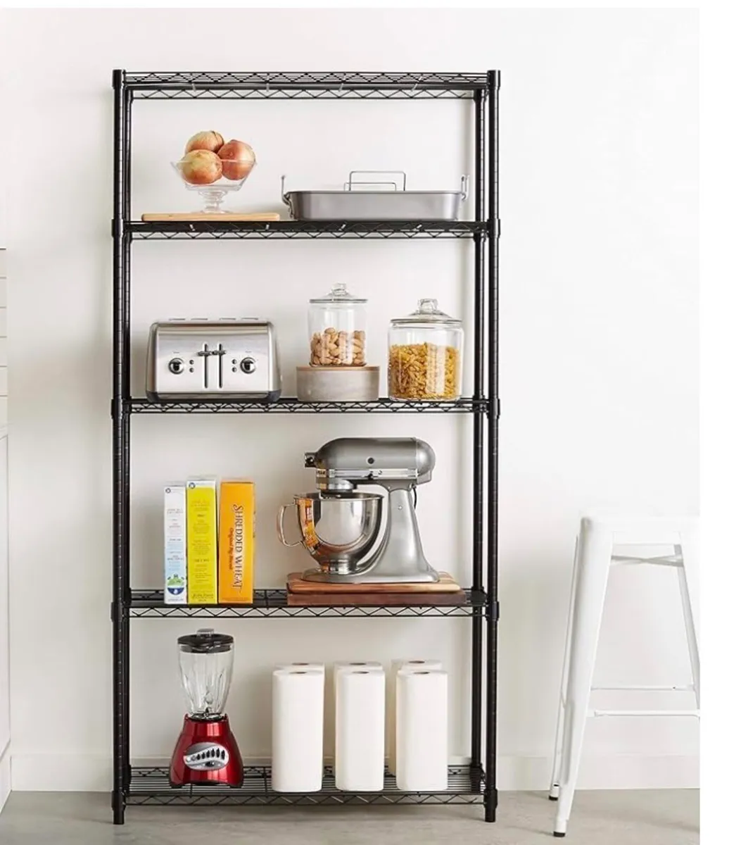 5 BLACK STEEL SHELVING UNITS JOB LOT - Image 3