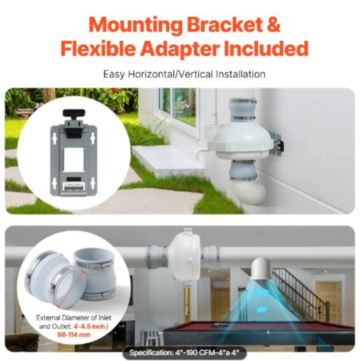 4 to 4.5 inch Radon Fan Installation Kit, Quiet - Image 4