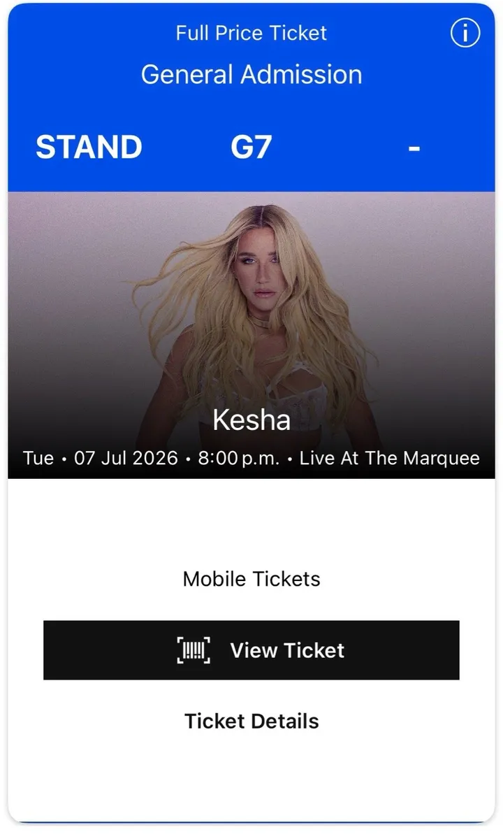 Kesha Ticket 7th July Cork STANDING