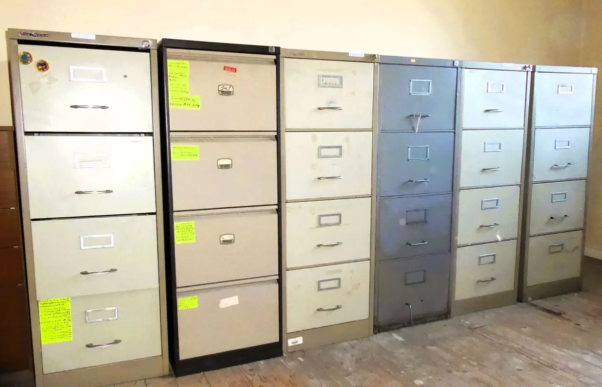 6 four drawer metal Filing Cabinets - Image 1