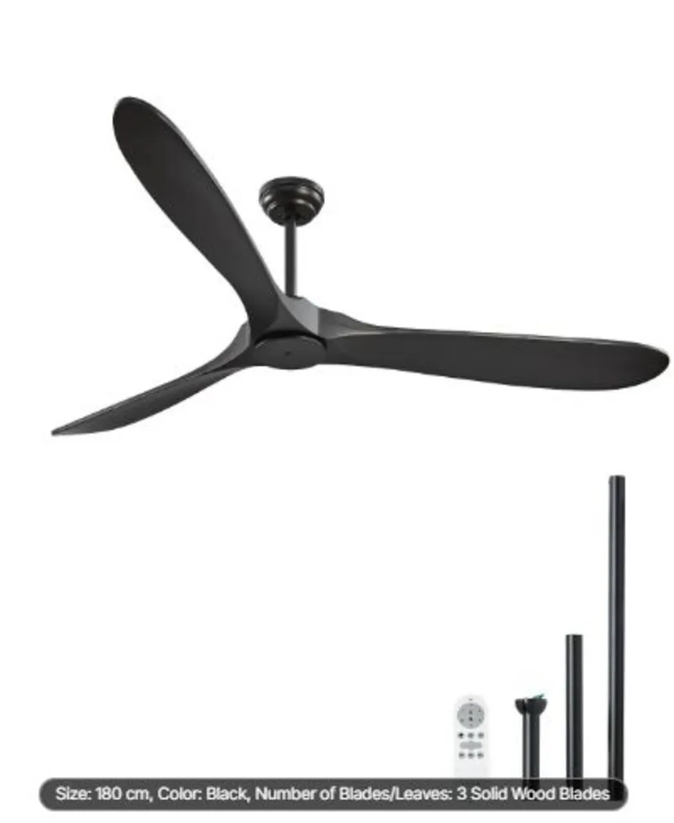 72 Inch Ceiling Fan without Light, 6-Speed Remote - Image 1