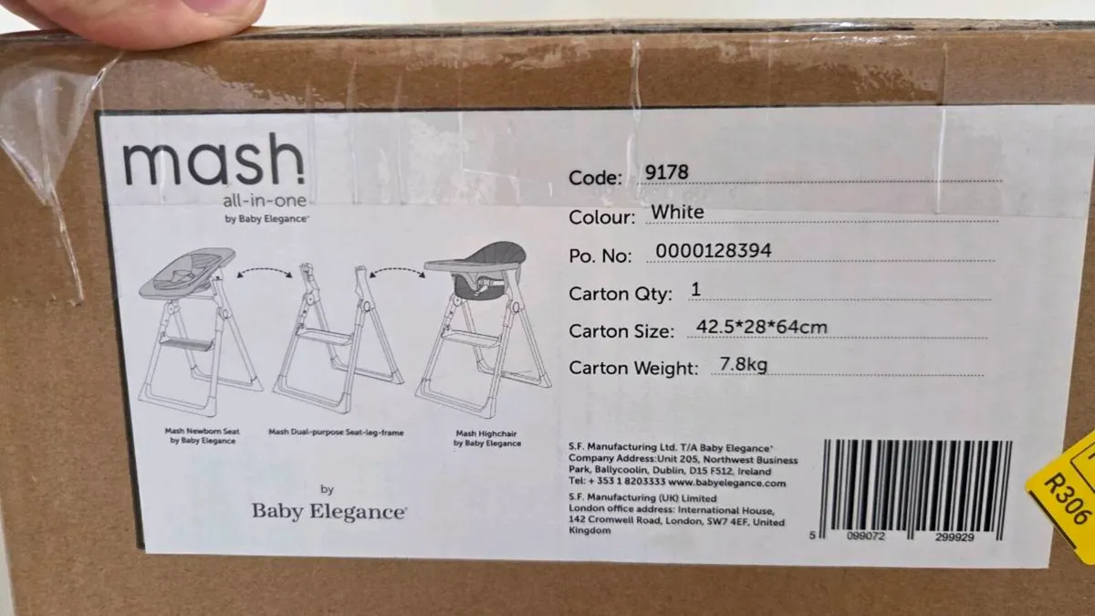 Mash white high chair, newborn insert and toddler - Image 2