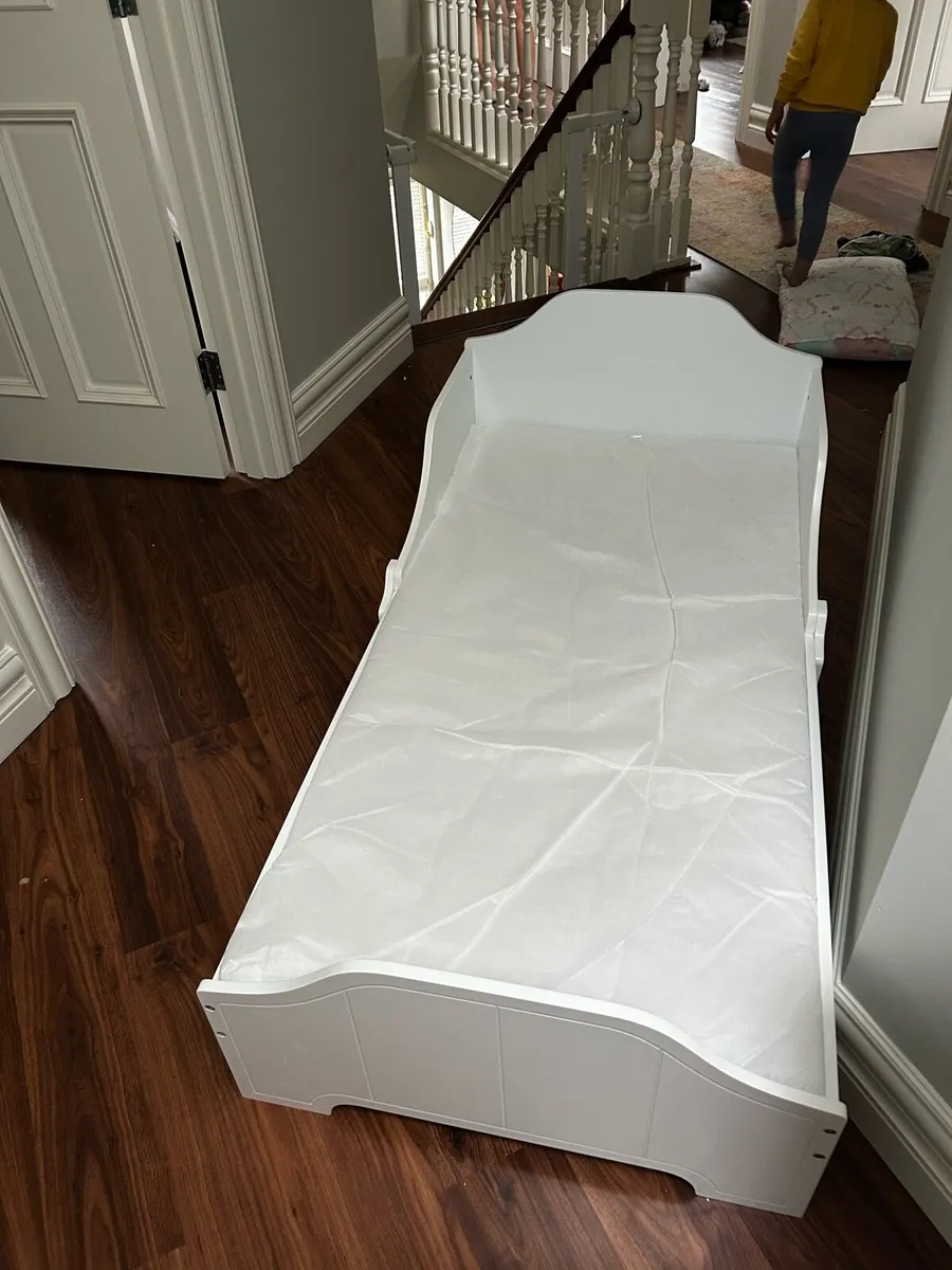White Toddler Bed with Mattress - Image 1