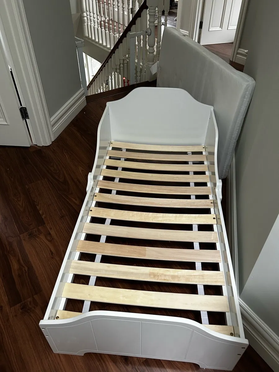 White Toddler Bed with Mattress - Image 3