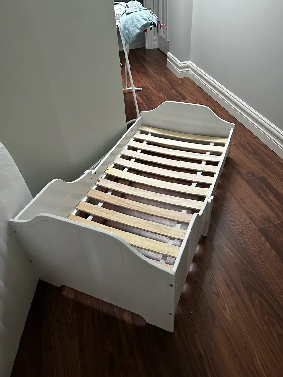 White Toddler Bed with Mattress - Image 4