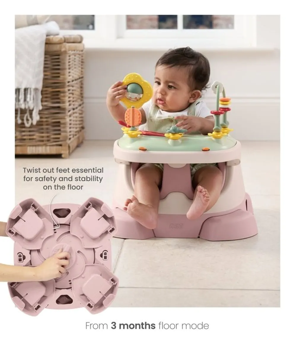 Bug 3-in-1 Floor & Booster Seat with Activity Tray - Blossom - Image 4