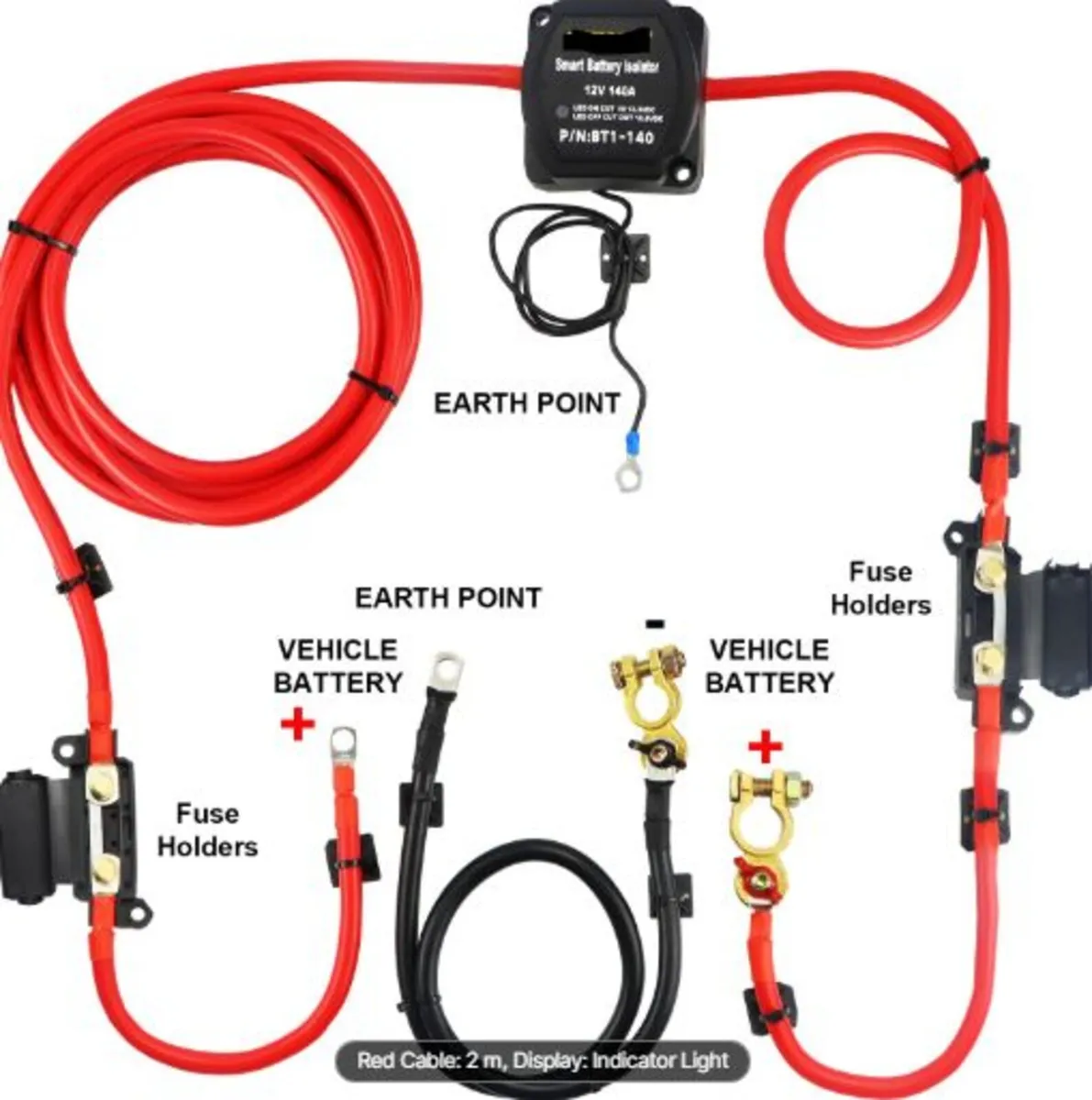 Split Charge Relay Kit, 2mtr 12V, Automatic Dual - Image 1