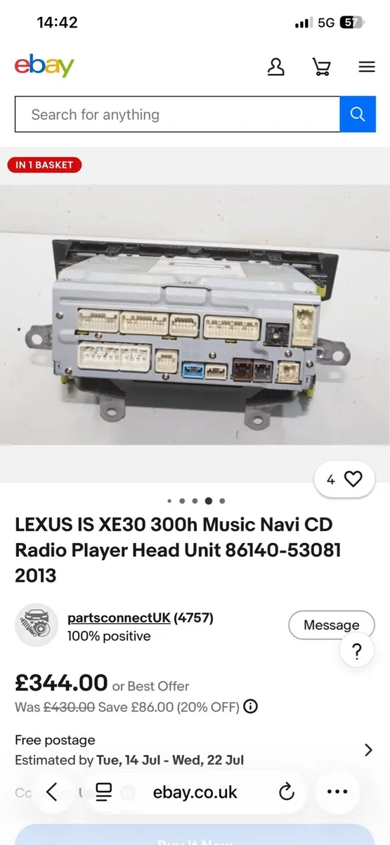 Lexus IS 300h Radio unit - Image 2