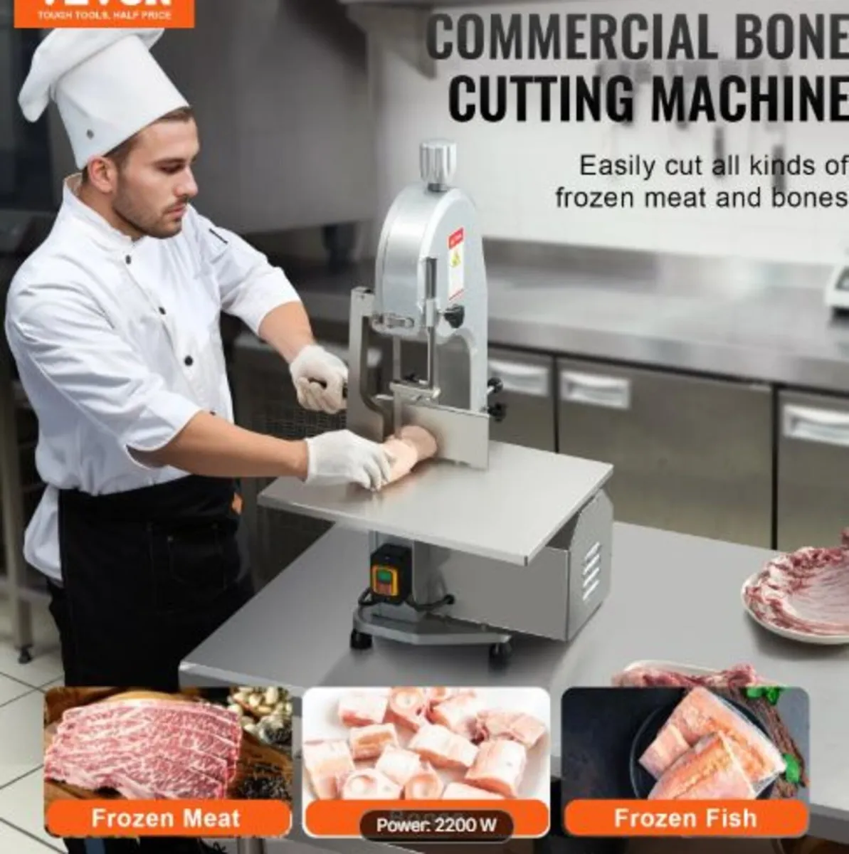Commercial Electric Meat Bandsaw, 1800W Stainless - Image 2