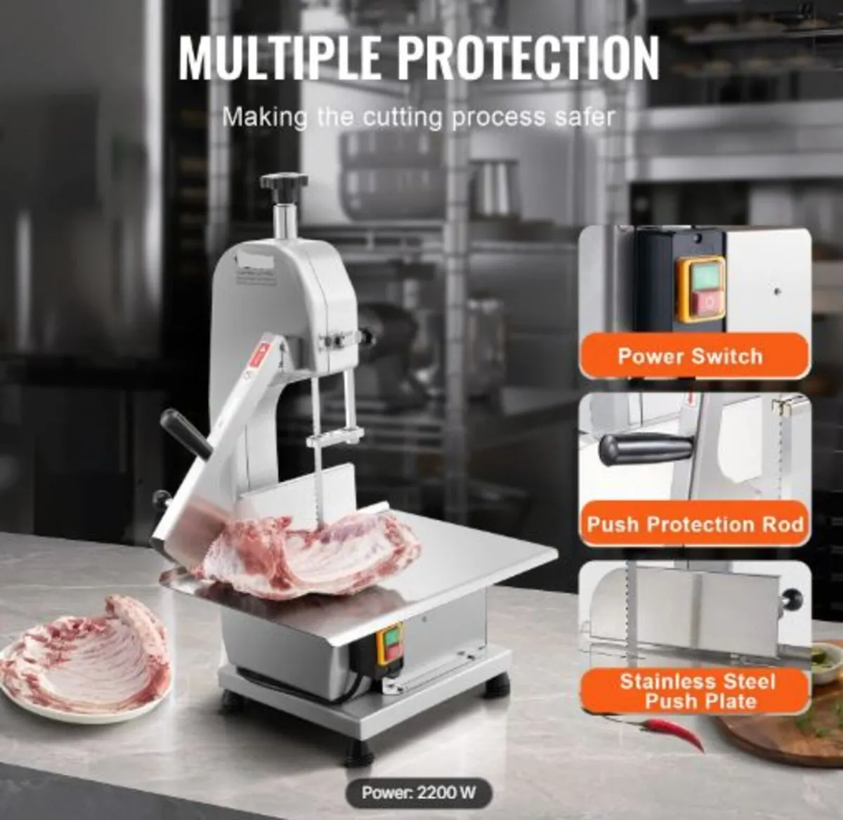Commercial Electric Meat Bandsaw, 1800W Stainless - Image 3