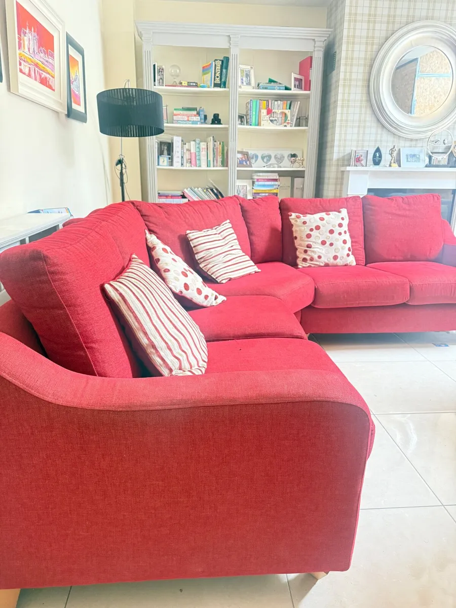 Large Red Corner Sofa - Image 1