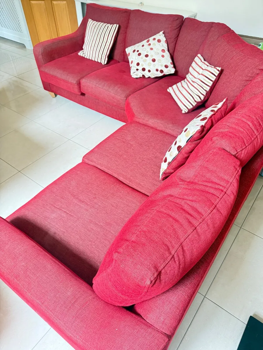 Large Red Corner Sofa - Image 2